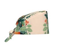 WZYWHJ Cleaning Working Cap Cartoon Small Green Plant Prints - Chef Hat for Women & Men, Adjustable, Breathable