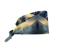 WZYWHJ Cleaning Working Cap Craft Landing Prints - Chef Hat for Women & Men, Adjustable, Breathable Black
