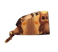 WZYWHJ Cleaning Working Cap Cute Brown Cartoon Owls Prints - Chef Hat for Women & Men, Adjustable, Breathable