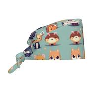 WZYWHJ Cleaning Working Cap Cute Little Animals Prints - Chef Hat for Women & Men, Adjustable, Breathable Black