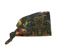 WZYWHJ Cleaning Working Cap Cute Wild Giraffe Printing - Chef Hat for Women & Men, Adjustable, Breathable Black