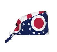 WZYWHJ Cleaning Working Cap Ohio State Flag Prints - Chef Hat for Women & Men, Adjustable, Breathable Black
