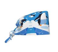 WZYWHJ Cleaning Working Cap Penguins on The Iceberg Printed - Chef Hat for Women & Men, Adjustable, Breathable Black