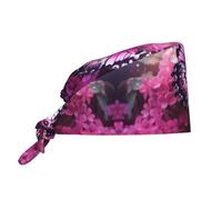 WZYWHJ Cleaning Working Cap Pink Flower Purple Butterfly Prints - Chef Hat for Women & Men, Adjustable, Breathable