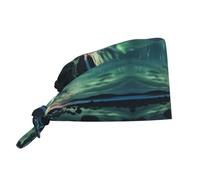 WZYWHJ Cleaning Working Cap Sea Under The Aurora Borealis Printed - Chef Hat for Women & Men, Adjustable, Breathable