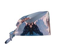 WZYWHJ Cleaning Working Cap Top of The Snowy Mountain Printed - Chef Hat for Women & Men, Adjustable, Breathable Black