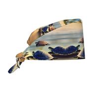 WZYWHJ Cleaning Working Cap Turtles on The Beach Prints - Chef Hat for Women & Men, Adjustable, Breathable Black