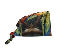 WZYWHJ Cleaning Working Cap Two Colored Parrots Prints - Chef Hat for Women & Men, Adjustable, Breathable Black