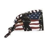 WZYWHJ Cleaning Working Cap US Military Soldiers Patriotic Memorial Day Prints - Chef Hat for Women & Men, Adjustable, Breathable Black