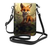 WZYWHJ Clever little fox Printing Leather Crossbody Flap Phone Bag - Versatile Gift for Women Walking, Camping, Shopping, and Travel