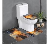 WZYWHJ Coconut Trees by The Lake Pattern Bathroom mat Sets of 4 Bathroom Floor Mats,Non-Slip, Durable,Does Easy to Clean Suitable for Bathroom and Toilet