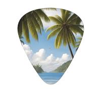 Wzywhj Coconut Trees By The Sea Pattern Guitar Pick Easy Grip Uke Picks For Your Bass, Ukulele, Acoustic And Electric Guitar，12 Piece