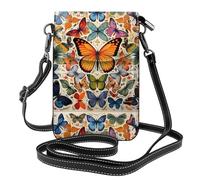 WZYWHJ Color Butterfly Pattern Leather Crossbody Flap Phone Bag - Versatile Gift for Women Walking, Camping, Shopping, and Travel