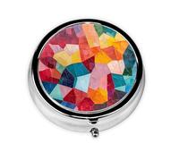 WZYWHJ Color Mosaic Printing Circular Medicine Box Storage, Portable Travel with compartments, mini Pill Dispenser