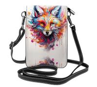 WZYWHJ Colored fox Printing Leather Crossbody Flap Phone Bag - Versatile Gift for Women Walking, Camping, Shopping, and Travel