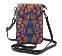 WZYWHJ colored peacock Picture Women's leather phone bag crossbody package with adjustable shoulder strap