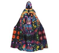 WZYWHJ Colored tabby cat Printing aldult Cosplay Poncho Hooded Cloak for men and women Halloween Party