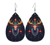 WZYWHJ Colorful bells on the antlers Picture Ladies' leather earrings, simple water droplet pendant, fashionable holiday gift