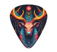 Wzywhj Colorful Bells On The Antlers Printing Guitar Plectrum Easy Grip Uke Picks Holdingï¼Œ Ukulele, Acoustic And Electric Guitarï¼Œ12 Piece