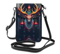 WZYWHJ Colorful bells on the antlers Printing Leather Crossbody Flap Phone Bag - Versatile Gift for Women Walking, Camping, Shopping, and Travel
