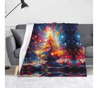 WZYWHJ Colorful Christmas Tree Printing Blankets Throws - Lightweight Warm Comfortable Soft Durable Home Practical Rest Outdoor