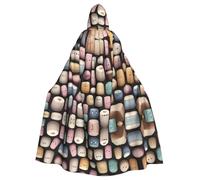 WZYWHJ Colorful cotton candy Pattern aldult Quality Cosplay Poncho Hooded Cloak for men and women Halloween