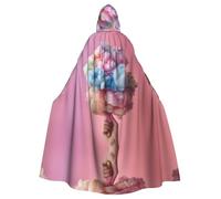 WZYWHJ Colorful cotton candy Printing aldult Cosplay Poncho Hooded Cloak for men and women Halloween Party