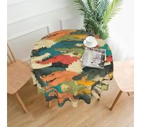 WZYWHJ colorful crocodile skin Printed Round long tablecloth anti overflow and wrinkle resistant dining table cloth 60 inches