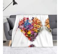 WZYWHJ Colorful Flower Heart Printing Blankets Throws - Lightweight Warm Comfortable Soft Durable Home Practical Rest Outdoor