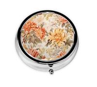 WZYWHJ Colorful Flower Pattern Circular Medicine Box Storage, Portable Travel with compartments, mini Pill Dispenser