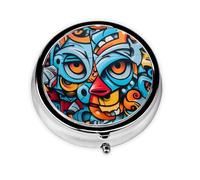 WZYWHJ Colorful Graffiti Wall Painting Pattern Circular Medicine Box Storage, Portable Travel with compartments, mini Pill Dispenser