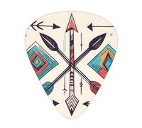 Wzywhj Colorful Hand Drawn Art With Boho Style Arrows Pattern Guitar Pick Easy Grip Uke Picks For Your Bass, Ukulele, Acoustic And Electric Guitar,12 Piece
