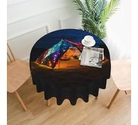 WZYWHJ Colorful Lights on The Tent Printing Round Decorative Tablecloth 60 in can be Washed and reused for Round Dining Table