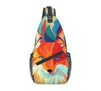 WZYWHJ Colorful Little Foxes Printed Men's Casual Crossbody Chest Bag with High Storage Capacity and Adjustable Shoulder Strap