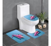 WZYWHJ Colorful Paper Airplanes Printing Bathroom mat Sets of 3 Bathroom Floor Mats,Non-Slip, Durable,Does Easy to Clean Suitable for Bathroom and Toilet