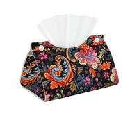 WZYWHJ Colorful Plant Patterns Picture Decorative storage box with rectangular leather tissue bag and bracket base