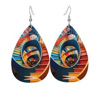 WZYWHJ Colorful spiral staircase Picture Ladies' leather earrings, simple water droplet pendant, fashionable holiday gift