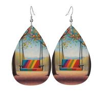 WZYWHJ Colorful swings Picture Ladies' leather earrings, simple water droplet pendant, fashionable holiday gift