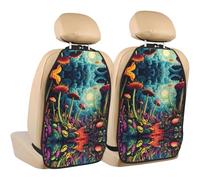 WZYWHJ Colorful Venus Flytrap Pattern Car rear seat anti kick pad 2-piece set multifunctional storage bag seat cover protector