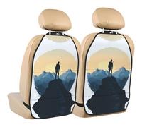 WZYWHJ Conquer The Mountain Printing Car seat Anti Kick Storage pad 2 Pieces, Multi-Functional Storage Bag seat Protector After Installation