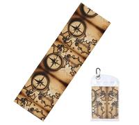 WZYWHJ Cool sports towel 12x40in Compass and Old World Map Pattern soft and comfortable absorbent and dry for yoga travel and running