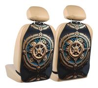 WZYWHJ Cool Steampunk Gears Printed Car seat Anti Kick Storage pad 2 Pieces, Multi-Functional Storage Bag seat Protector After Installation