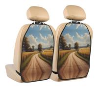 WZYWHJ Country Road Picture Car seat Anti Kick Storage pad 2 Pieces, Multi-Functional Storage Bag seat Protector After Installation