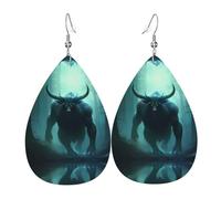 WZYWHJ Cow Horned Beast Picture Ladies' leather earrings, simple water droplet pendant, fashionable holiday gift