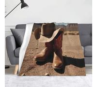 WZYWHJ Cowboy hat and Boots Printing Blankets Throws - Lightweight Warm Comfortable Soft Durable Home Practical Rest Outdoor
