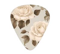 Wzywhj Cream Shabby Rose Flower Pattern Guitar Pick Easy Grip Uke Picks For Your Bass, Ukulele, Acoustic And Electric Guitarï¼Œ12 Piece