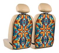 WZYWHJ Creative Colorful Garland Prints Car seat Anti Kick Storage pad 2 Pieces, Multi-Functional Storage Bag seat Protector After Installation