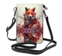 WZYWHJ Creative fox sculpture Printing Leather Crossbody Flap Phone Bag - Versatile Gift for Women Walking, Camping, Shopping, and Travel
