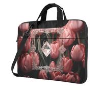 WZYWHJ Crystal and pink tulips Pattern Ultra-thin portable single-shoulder laptop bag 13 inch computer accessories soft shockproof for laptops