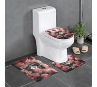 WZYWHJ Crystal and Pink Tulips Printed Bathroom mat Sets of 3 Bathroom Floor Mats,Non-Slip, Durable,Does Easy to Clean Suitable for Bathroom and Toilet